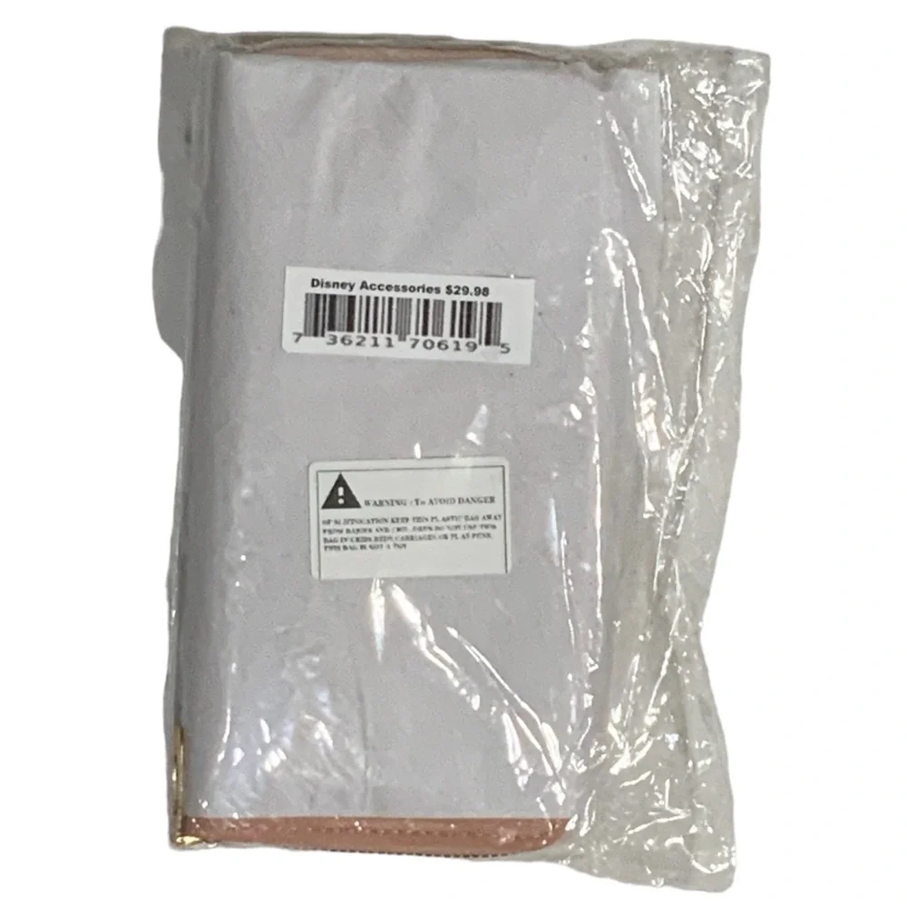 Minnie Mickey Mouse Wristlet Clutch  Convertible Long Wallet Dusty Pink - Picture 12 of 16